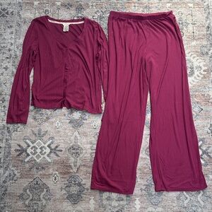 Lucky brand Women's Burgundy Sleepwear Set sz medium
